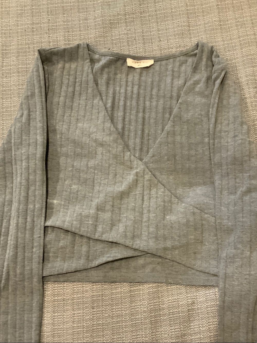 Sophie Rue Gray Ribbed Wrap Crop Top